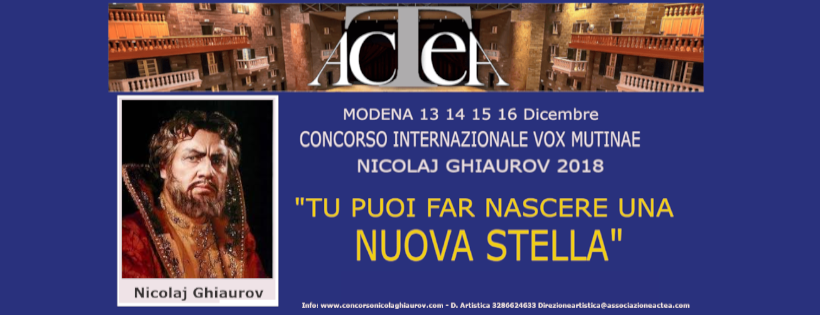 Concorso Internazionale Per Cantanti Lirici VOX MUTINAE Nicolaj Ghiaurov 13/16 Dicembre Modena